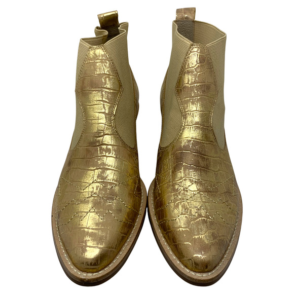 NEW Matisse Sweet Jane Gold Snake Leather Western Ankle Booties Shooties Sz 6.5 - Picture 5 of 10